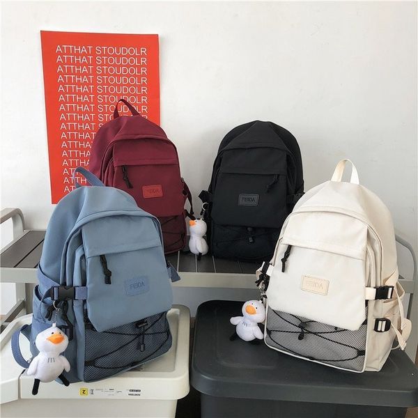 

fashion backpack solid color women cute college large school bags for teenager girls mochilas