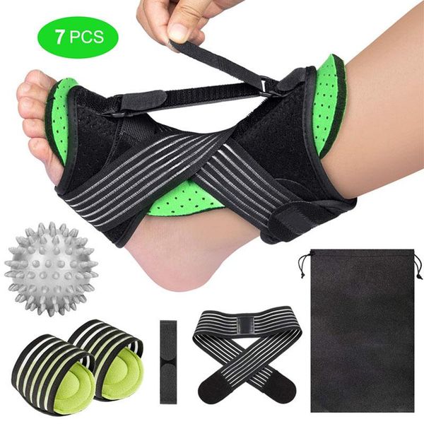 

7pcs set foot drop orthosis ankle joint fixed splint plantar fasciitis nursing night rest brace nylon support, Blue;black