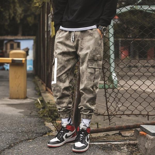 

aprilmomo2021 high-quality multi-pocket hip-hop pants male casual trousers super fire tooling camouflage sweatpants men's, Black