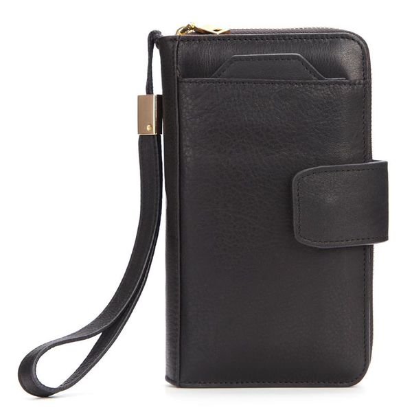 

wallets genuine leather wallet for men 2021 big capacity card holder brown black phone case purse luxury money organizer, Red;black