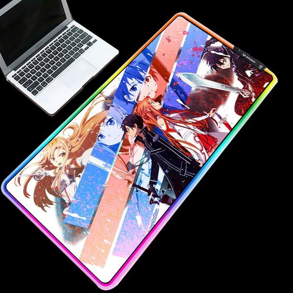 

mouse pads & wrist rests xgz pad rgb anime sword art online glowing colorful table mats support 3 led model gamer accessories for cartoon fa