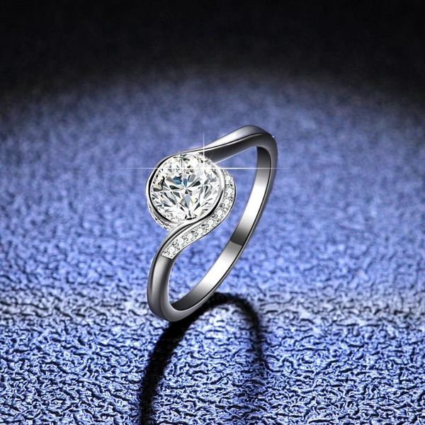 

cluster rings inbeaut pass diamond test 1 ct d color moissanite tactful round ring 925 silver excellent cut sparkling jewelry, Golden;silver