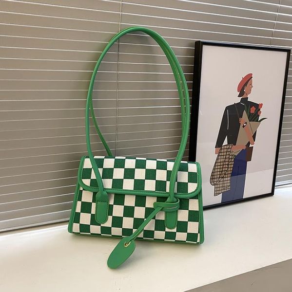 

high-end fashion bags checkered color matching one-shoulder underarm handbags 2021 summer small square bag