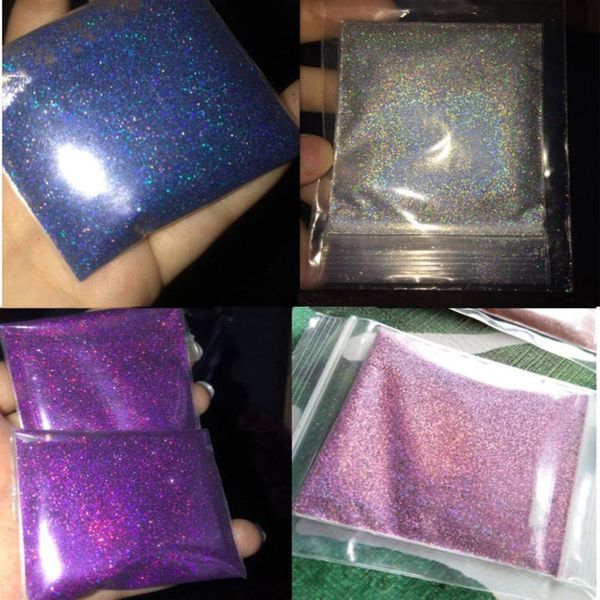 

nail glitter 50g /pack holographic powder shining sugar dust chrome for art decorations 26 color, Silver;gold