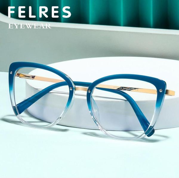 

sunglasses felres tr90 frame optical glasses for women brand design anti-blue light eyewear ladies classic retro cats eye f2076, White;black