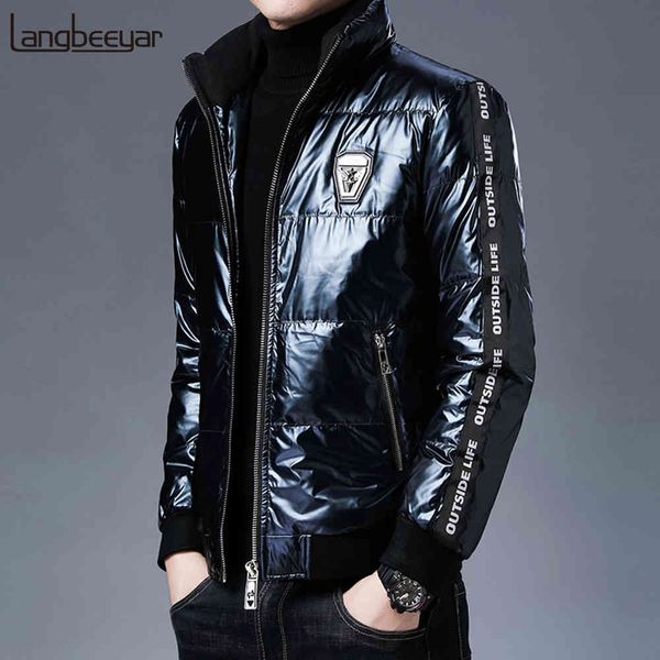 

2021 grade digner brand casual fashion shiny bubble down et winter windbreaker streetwear coats men cloth, Black;white