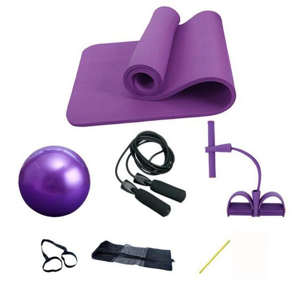 

yoga mats nbr mat four piece set 10mm soft puller black rope skipping pilates ball professional