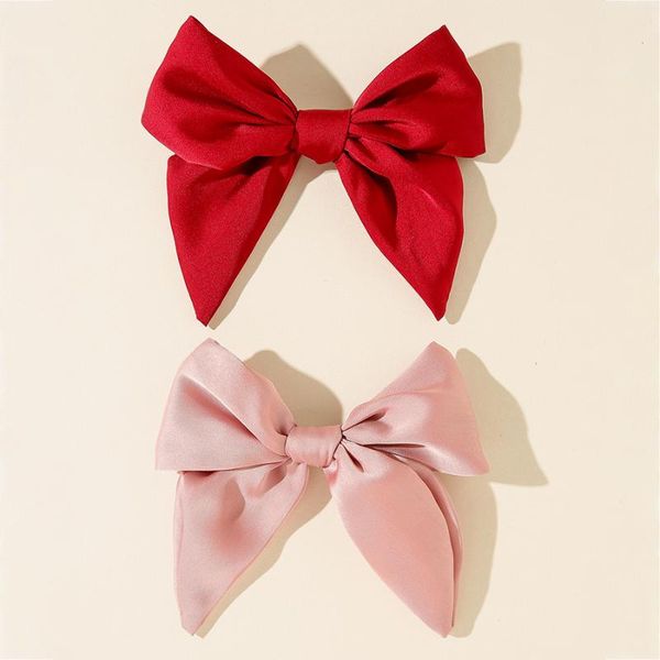 

kids bows barrette headband satin fabric hair bow with clip girls accessories fashion korean clips, Slivery;white