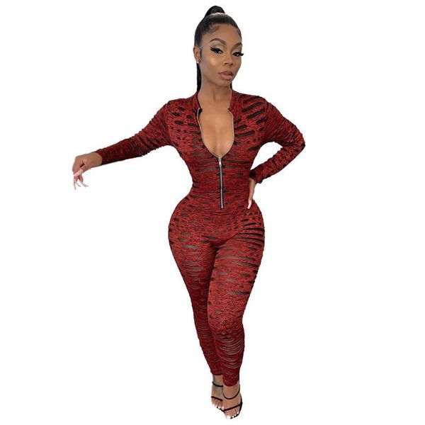

women's jumpsuits & rompers novelty mesh spliced women zipper design skinny full length catsuits beach style sports dhr8073, Black;white