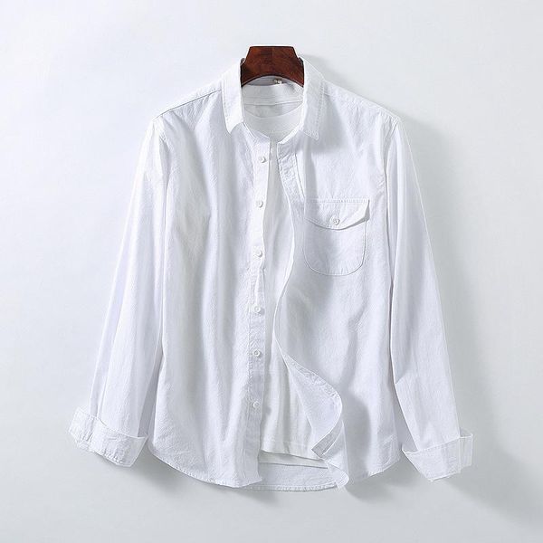 

men's casual shirts vintage style long sleeve loose thin slim fit solid shirt mens breathable cotton males summer retro clothing xxxl, White;black