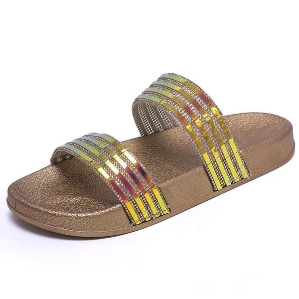 

fashion women's slippers cool women sandals outdoor casual shoes bling sequins, Black