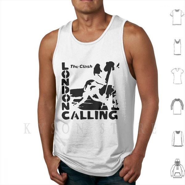 

london calling the black stencil tank vest sleeveless punk clash rock 70s 80s 90s seventies eighties, White;black