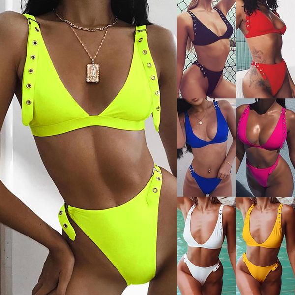 

women's swimwear ikini adjust women sling push up bikini set padded bra swimsuit bandage swim suit brazilian biquini, White;black