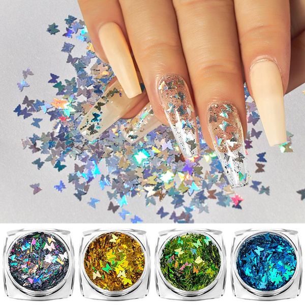 

nail glitter shine butterfly sequins paillette mixed color holographics 3d flakes slices spangle diy art accessories, Silver;gold