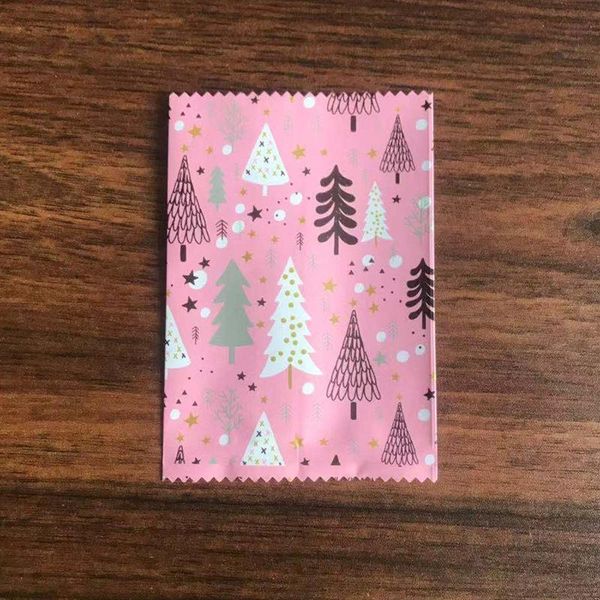 

gift wrap 100pcs pink frosted seal machine close bag multiple pine star decor bakery snowflake crispy snack nougat food packaging