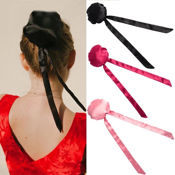 Mulheres sólidas Bow Scrunchies Elastic Bun Cover Bandas Head Band Faixa para Meninas Cabelo Cordas Gravatas Acessórios