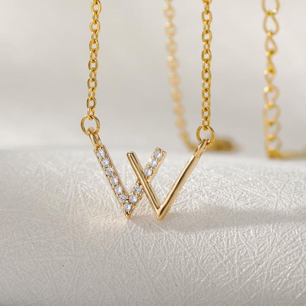 

pendant necklaces gold pentagram crown necklace for women goth aesthetic zircon w letter choker clavicle chain jewelry accessories gifts, Silver