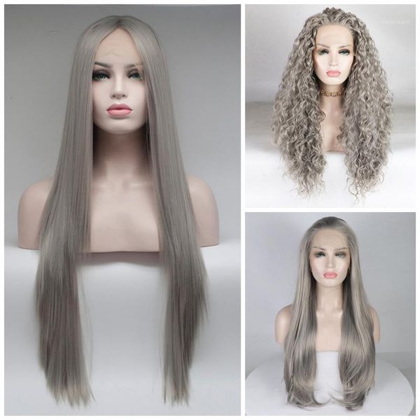 

straight synthetic lace front wig white pink purple green blonde 613 grey 60 copper wigs for black women heat resistant1