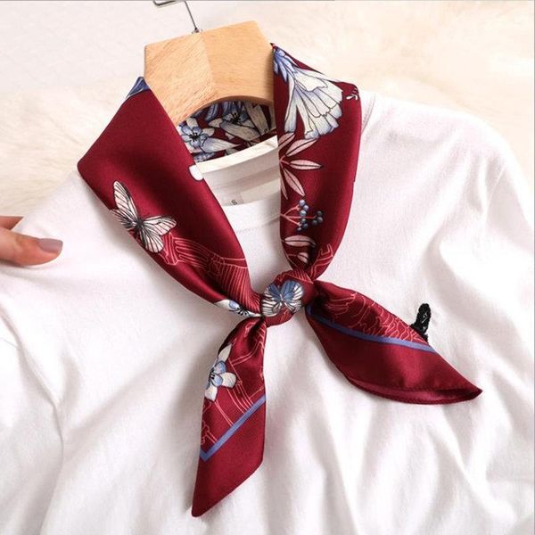 

scarves koi leaping women fashion small silk scarf floral pattern summer sunscreen soft silky gift, Blue;gray