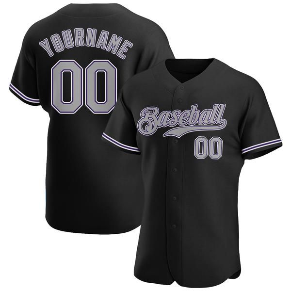 

custom black gray-purple-9 authentic baseball jersey, Blue;black
