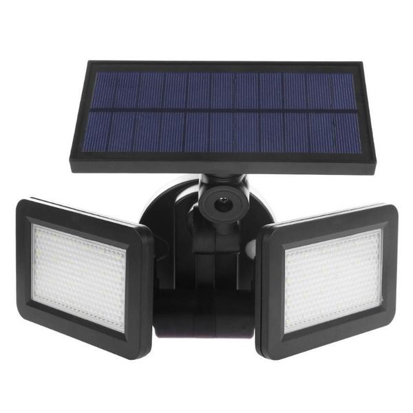 

solar lamps waterproof dual head 48led outdoor wall light radar sensor spotlight