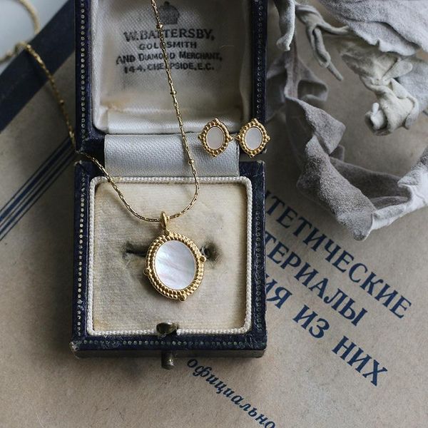

pendant necklaces yun ruo 18k gold vintage shell ellipse necklace fashion 316 l titanium stainless steel jewelry woman accessory not fade, Silver