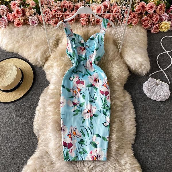 

decor suspender 2021 summer korean temperament fashion slim v-neck buttock printing dress casual dresses, Black;gray