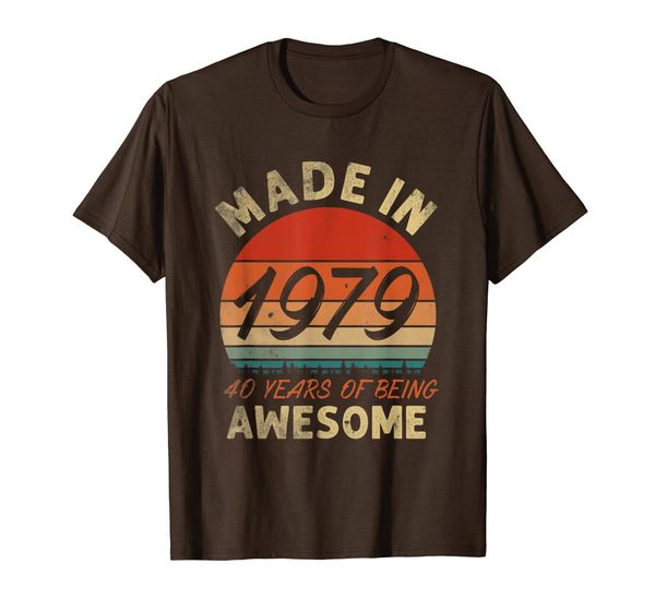 

made in 1979 t-shirt vintage born 1979 40th birthday gift t-shirt, White;black