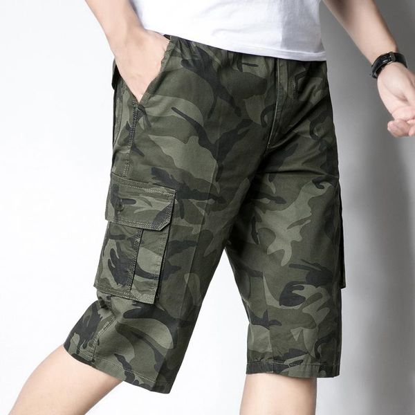 

camouflage cargo shorts mens multi pocket summer casual military army tactical short workout clothing men cotton men's, White;black