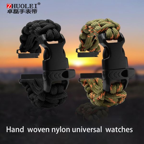 

watch bands sports nylon with umbrella rope woven personalized wristband for huawei gt glory magic huami tool free, Black;brown