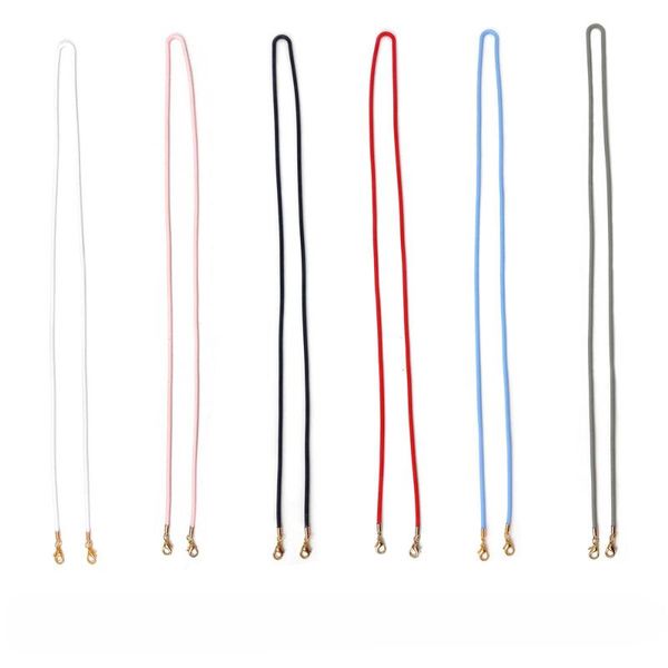 

sunglasses frames 2.5mm elastic silicone link face mask chain necklace reading glasses cord holder strap for eyewear neck head band, Silver