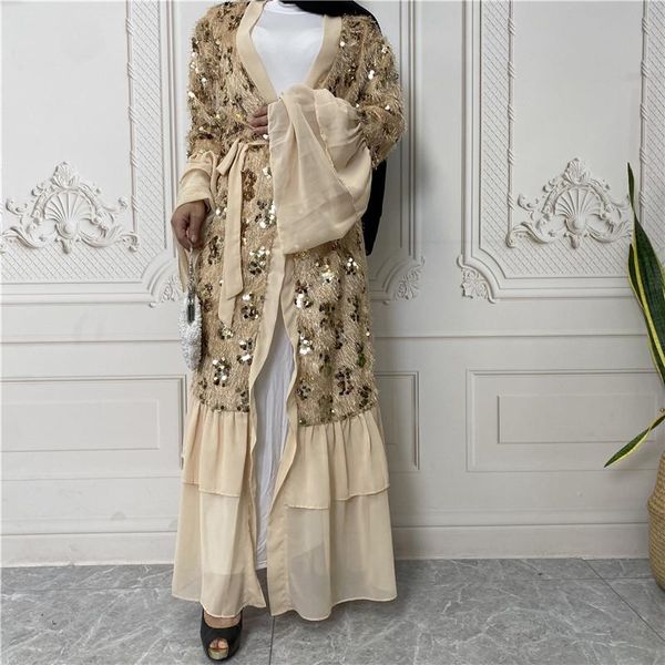

ethnic clothing eid chiffon sequins abaya dubai turkey kaftan muslim kimono women cardigan robe femme musulmane caftan islam jilbab, Red