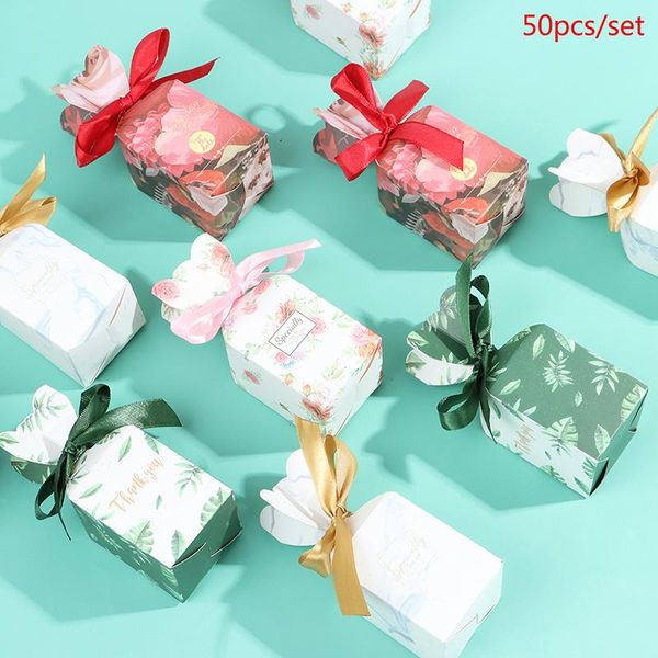 

20/50pcs green paper candy boxes gift bag wedding box baby shower favors party wrap