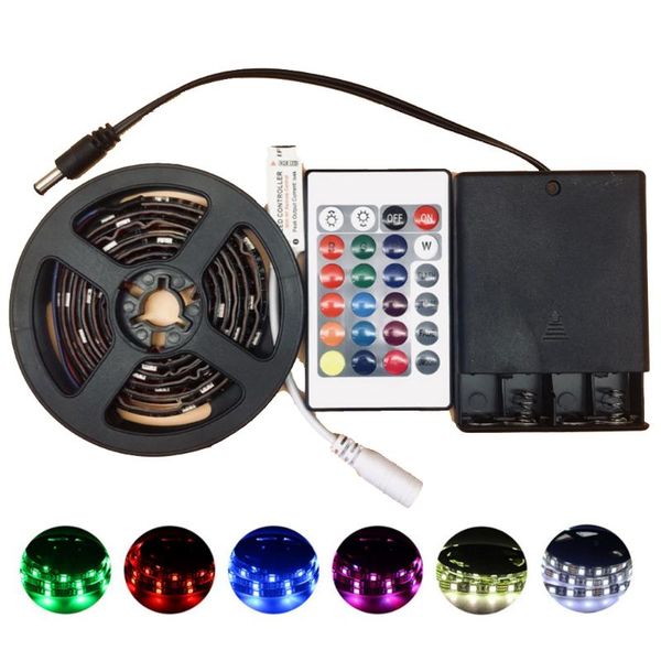 

strips dc 5v rgb led strip waterproof battery powered light 30 leds/m ribbon tape lights lamp with remote 1m 2m 3m 4m 5m