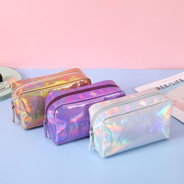 

cosmetic bags & cases fashion laser pu cosmetics bag portable colorful square large capacity wash gargle storage toiletries organize