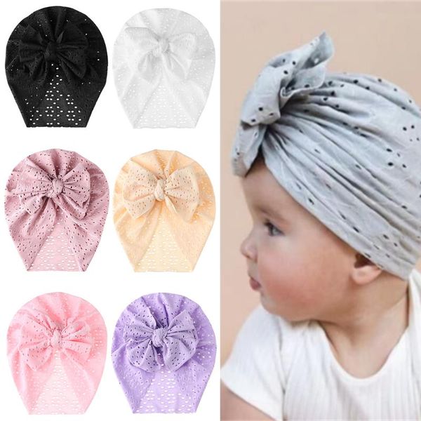 

caps & hats 1pc big bowknot baby bonnet cap born girl boy solid color mesh turban hat soft breathable infant toddler beanies headwrap, Yellow