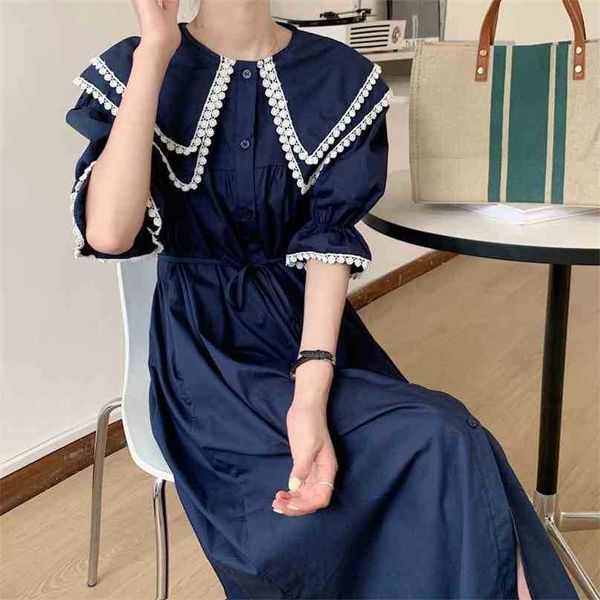 

party brief loose girls shirt dress vintage sweet puff sleeves casual all match femme chic dresses vestidos 210525, Black;gray