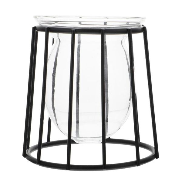 

vases 1pc glass vase hydroponic container plant with iron art bracket