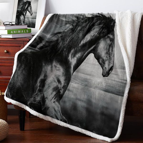

blankets animal black horse clouds fleece blanket office sofa cashmere bed cover bedspread warm for beds