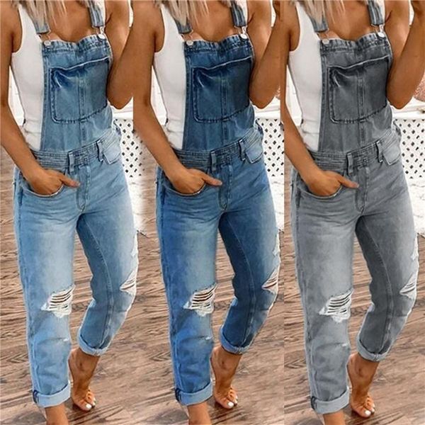 

women's jeans women slim fit pants denim jumpsuit casual fashion suspenders printed overalls female ripped washed streetwear, Blue