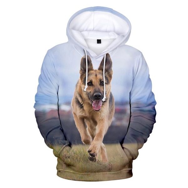 

men's hoodies & sweatshirts cute pet dog german shepherd hoodie sweatshirt men's/ladies men's/girls hood 3d design jacket, Black