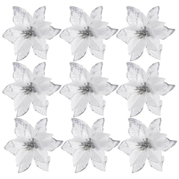 

24pcs christmas flower simulation gold powder tree decoration (silver) decorative flowers & wreaths