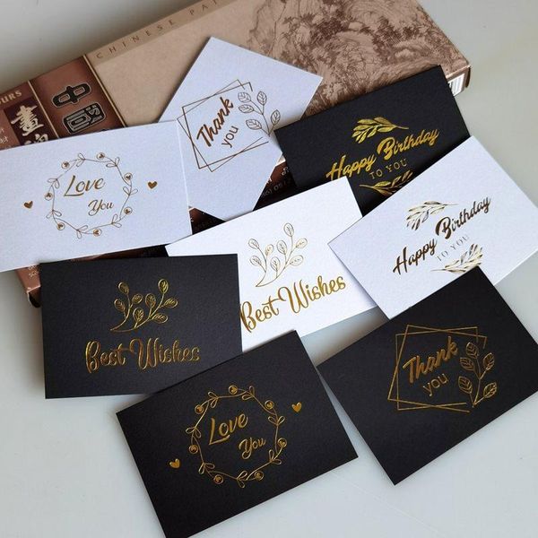 

greeting cards 50pcs bronzing single page type card thank you wedding birthday party invitations flower shop gift blank