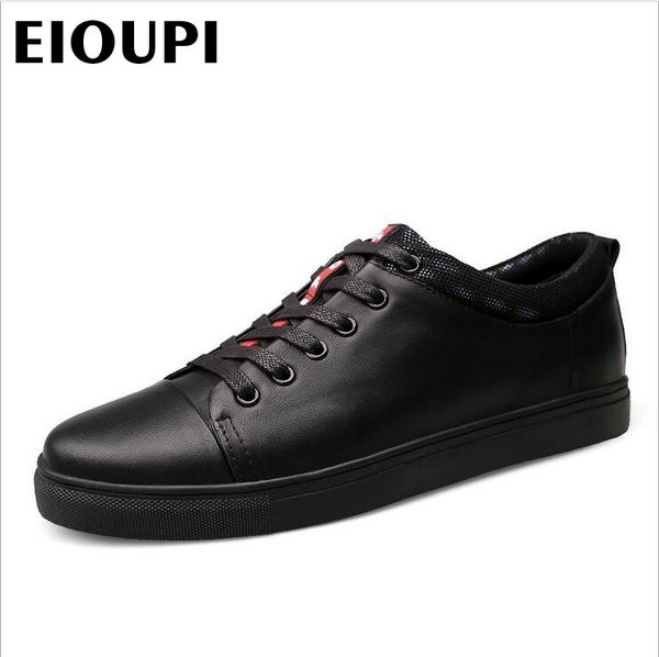 

eioupi new design genuine real cow leather mens fashion business casual shoe breathable men shoes lh 210330, Black