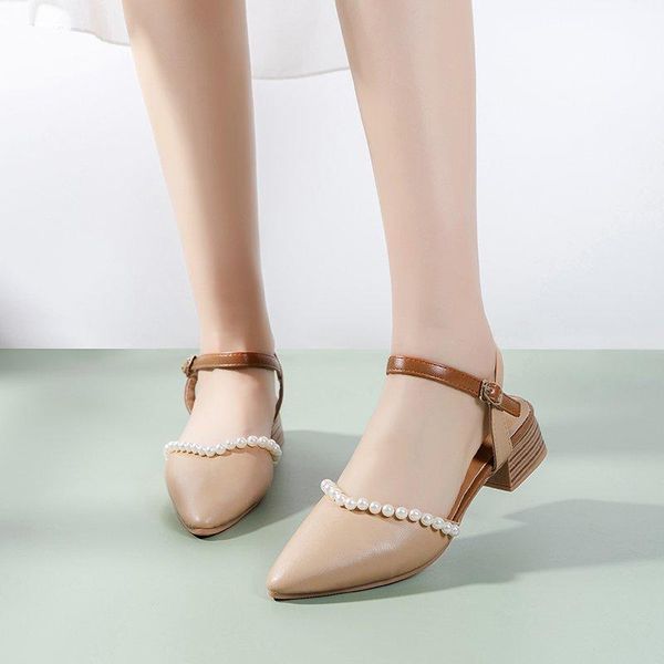 

dress shoes fashion wedding party for woman classic round ball heels women summer buckle sandals casual pumps, Black