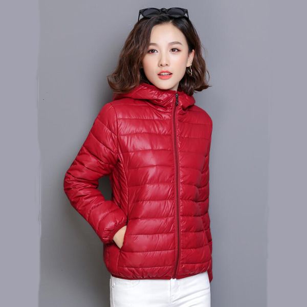 

down women ultra light autumn winter jacket korean slim down cotton hooded jackets long sleeve warm coat parka short outwear, Black