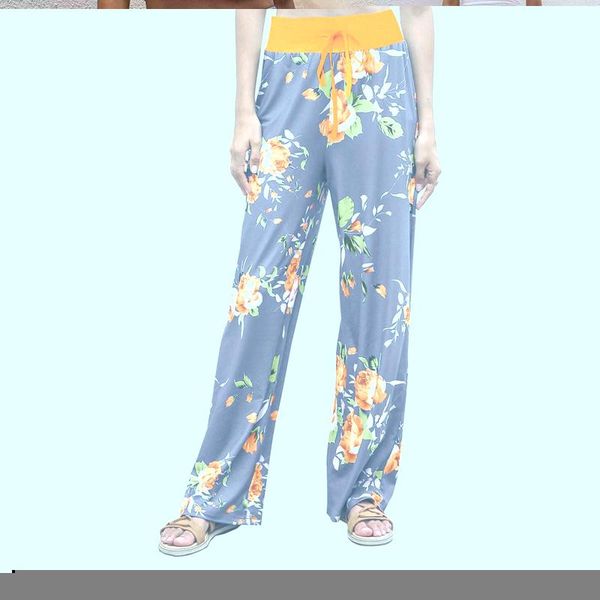 

women's pants & capris flowers print drawstring wide leg lounge with high waist 2021 womens comfy stretch, Black;white
