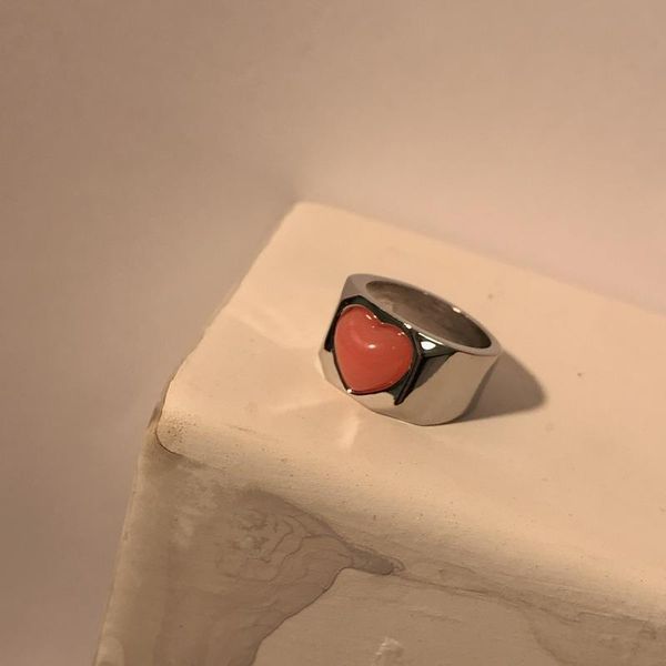 

sense of luxury gold color irregular water ripple finger ring candy watermelon powder heart rings for women girls jewelry wedding, Slivery;golden