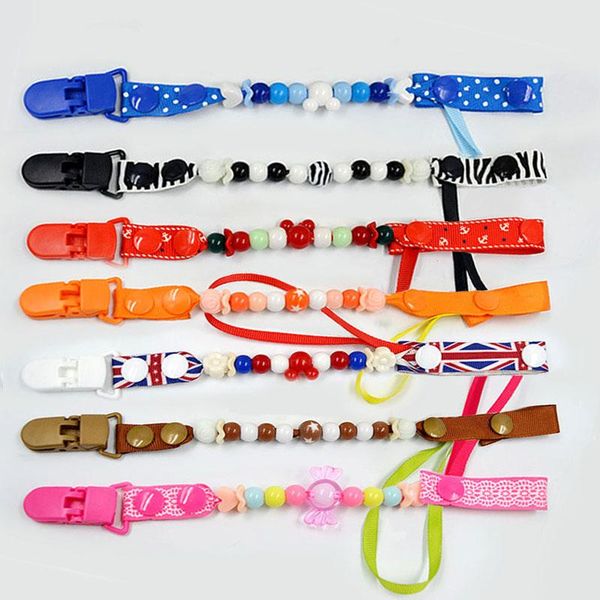 

pacifier holders&clips# born baby clips chain christmas nipple holder diy round bead clip for child folder k0134
