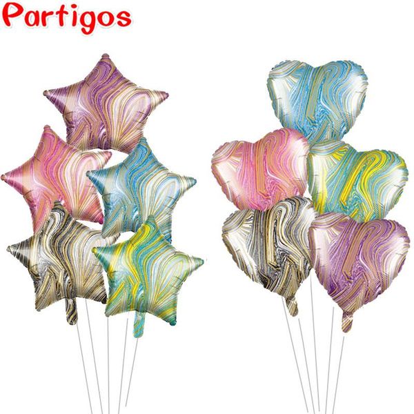 

party decoration 5pcs 18inch agate star heart round foil helium balloons birthday wedding aluminum kids toys air globos